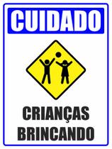 Placa Cuidado Crianças Brincando 30X40cm Placa Cuidado Crianças Brincando 30X40cm