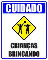 Placa Cuidado Crianças Brincando 40X50cm
