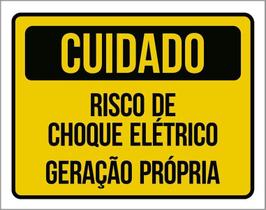 Placa Cuidado Geração Própria Risco De Choque Elétrico 27X35