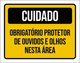 Placa Cuidado Obrigatório Protetor De Ouvidos 27X35