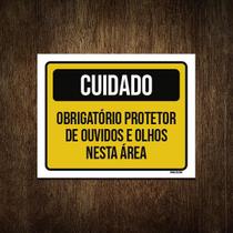 Placa Cuidado Obrigatório Protetor De Ouvidos 36X46