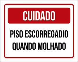 Placa Cuidado Piso Escorregadio Quando Molhado 27X35