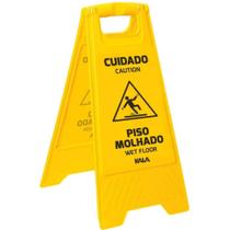 Placa Cuidado Piso Molhado Sinalização Amarela Atenção Placa Cuidado Piso Molhado Sinalização Amarela Atenção