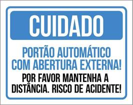 Placa Cuidado Portão Automático Abertura Externa 18X23