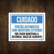 Placa Cuidado Portão Automático Abertura Externa 27X35