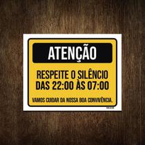 Placa Cuidado Respeite O Silêncio Boa Convivência 18X23