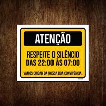 Placa Cuidado Respeite O Silêncio Boa Convivência 18x23