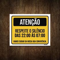 Placa Cuidado Respeite O Silêncio Boa Convivência 36X46