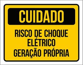 Placa Cuidado Risco De Choque Elétrico Geração Própria 18X23