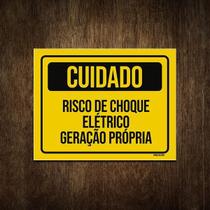 Placa Cuidado Risco De Choque Elétrico Geração Própria 18X23