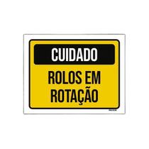 Placa Cuidado Rolos Em Rotação 36X46