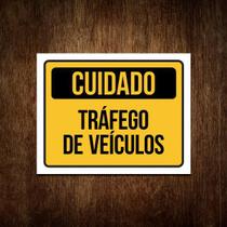 Placa Cuidado Tráfego De Veículos - Placa De Sinalização