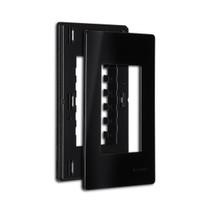 Placa de acabamento 4x2 3 Postos com Suporte Ebony Preto Infiniti MarGirius