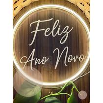Placa de Acrílico com LED Neon Bivolt Feliz Natal e Feliz Ano Novo Decoração de natal Festas Com