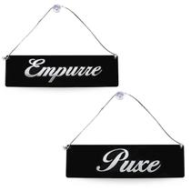 Placa De Acrílico Puxe Empurre Alça Ventosa, Preto E Prata