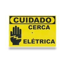 Placa de Advertência Cuidado Cerca Elétrica