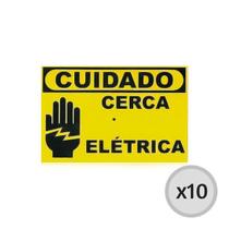 Placa de Advertência Cuidado Cerca Elétrica Placa de Advertência Cuidado Cerca Elétrica
