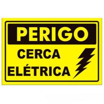 Placa de Advertência para Cerca Elétrica Cuidado Cerca Elétrica - TUDO FORTE