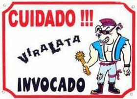 Placa de advertencia vira-lata invocado vivadogs 14100 branco G - Viva Dogs