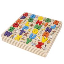 Placa de alfabeto de madeira portátil Early Learning Toy Kids