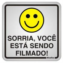 Placa de Alumínio Auto-Adesiva 15x15cm Sorria Você Esta Sendo Filmado - 120 AQ - SINALIZE Placa de Alumínio Auto-Adesiva 15x15cm Sorria Você Esta Sendo Filmado - 120 AQ - SINALIZE