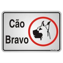 Placa de Alumínio Auto-Adesiva 16x23cm Cão Bravo - 150 AH - SINALIZE