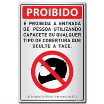 Placa de Alumínio Auto-Adesiva 16x23cm É Proibida a Entrada de Pessoas Utilizando Capacete - 170 SP - SINALIZE Placa de Alumínio Auto-Adesiva 16x23cm É Proibida a Entrada de Pessoas Utilizando Capacete - 170 SP - SINALIZE