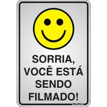 Placa de Alumínio Auto-Adesiva 16x23cm Sorria Você Esta Sendo Filmado - 150 AI - SINALIZE