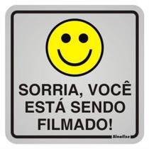 Placa de Alumínio Autoadesiva 12x12cm Sorria Você Esta Sendo Filmado 900 Aj Sinalize Placa 12x1 Placa de Alumínio Autoadesiva 12x12cm Sorria Você Esta Sendo Filmado 900 Aj Sinalize Placa 12x1