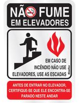 Placa De Alumínio Não Fume Em Elevadores 16x23cm