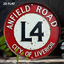 Placa De Alumínio Vintage Liverpool Anfield Road 7.87x7.87 Polegadas Acabamento Envelhecido Números