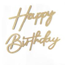 Placa de Aniversário em Feltro com Glitter Champagne - ymhchicc