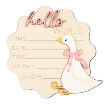 Placa de anúncio de bebê FYSUIMU Silly Goose Pink Bow Wood
