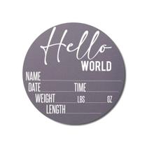 Placa de anúncio de bebê Hickory Hollow Designs Hello World Placa de anúncio de bebê Hickory Hollow Designs Hello World