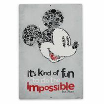 Placa de arte de parede Disney Mickey Mouse Do the Impossible Vintage