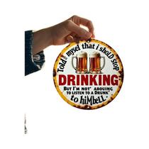 Placa De Arte De Parede Redonda Com Tema De Cerveja Engraçada, Placa De Metal De Alumínio 2D Plana Placa De Arte De Parede Redonda Com Tema De Cerveja Engraçada, Placa De Metal De Alumínio 2D Plana