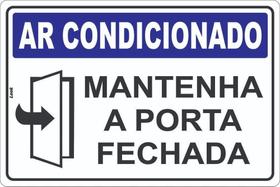 Placa de Aviso Ar Condicionado Mantenha a Porta Fechada