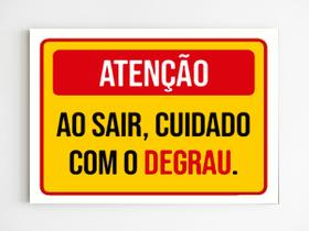 Placa de aviso atenção ao sair cuidado com o degrau a4 20x29