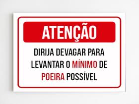 Placa de aviso atenção dirija devagar sinalização mdf 20x29