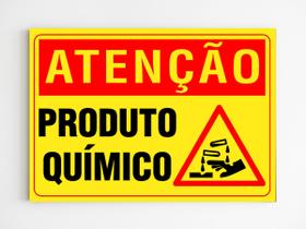 Placa de aviso atenção produto químico mdf 20x29 a4