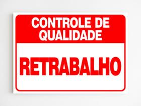 Placa de aviso controle de qualidade retrabalho 20x29 a4 mdf