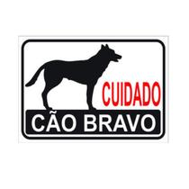 Placa de aviso cuidado Cao Bravo sinalização 20X30CM