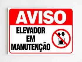 Placa de aviso elevador em manutenção segurança mdf 20x29 a4