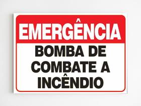 Placa de aviso emergência bomba de combate a incêndio mdf a4