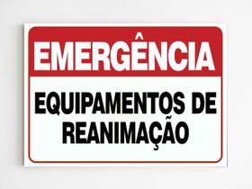 Placa de aviso emergência equipamento de reanimação