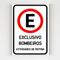 Placa de aviso estacionamento exclusivo para bombeiros mdf