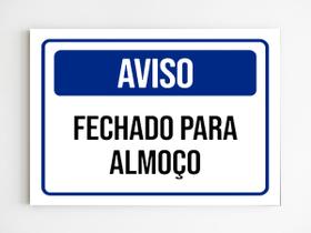 Placa de aviso fechado para o almoço mdf 20x29 a4