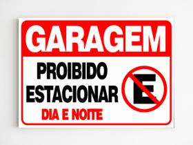 Placa de aviso garagem proibido estacionar dia e noite mdf