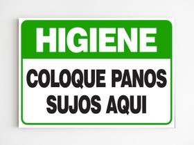 Placa de aviso higiene coloque panos sujos aqui mdf 20x29 a4