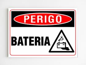 Placa de aviso perigo bateria sinalização mdf segurança a4